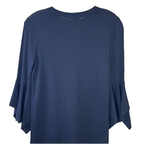 COS - Women’s Knitted Shift Dress, Draped Sleeves, Mini - Navy Blue, X-Small - Picture 11 of 15